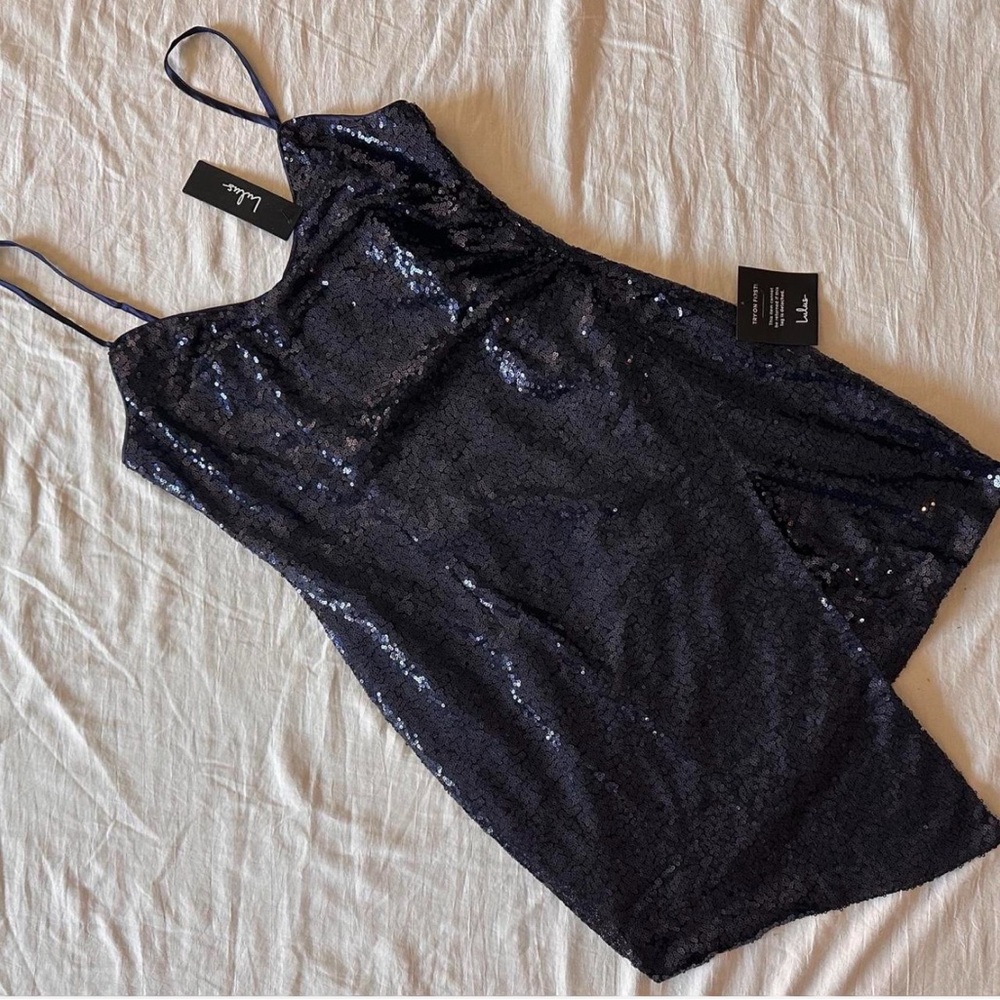 Lulu's Black Sequin Slip Mini Dress - Picture 5 of 8